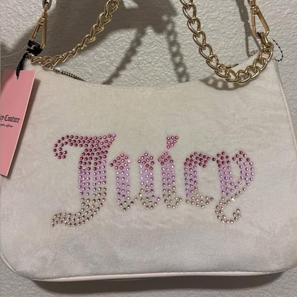 Juicy Couture Y2K Style Shoulder Bag with Gold Chain and Rinhstones - Picture 2 of 9